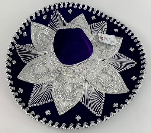 Sombrero Mariachi Hut aus Mexiko in lila und silber Farbkombianation in 5 Größe - "2XS" Größe von Generic