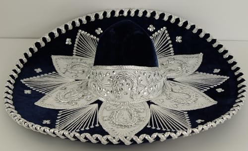 Sombrero Mariachi Hut aus Mexiko in marineblau und silber Farbkombianation in L Größe Sombrero Mariachi Hut aus Mexiko in marineblau und silber Farbkombianation in L Größe von Generic