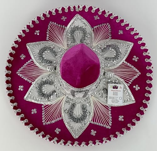 Sombrero Mariachi Hut aus Mexiko in rosa und silber Farbkombianation in 5 Größe - "2XS" Größe von Generic
