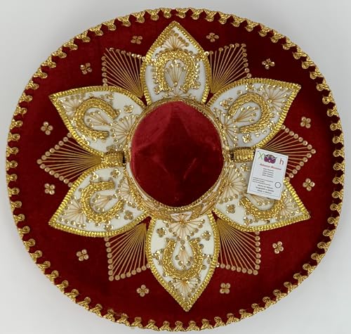 Sombrero Mariachi Hut aus Mexiko in rot und gold Farbkombianation in 5 Größe (M SIZE) von Generic