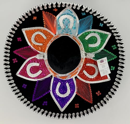 Sombrero Mariachi Hut aus Mexiko in schwarz und multicolor Farbkombianation in 5 Größe (M SIZE) von Generic