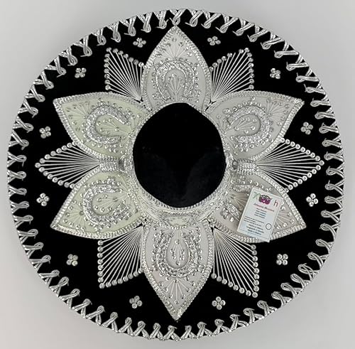 Sombrero Mariachi Hut aus Mexiko in schwarz und silber Farbkombianation in 5 Größe (XS SIZE) von Generic