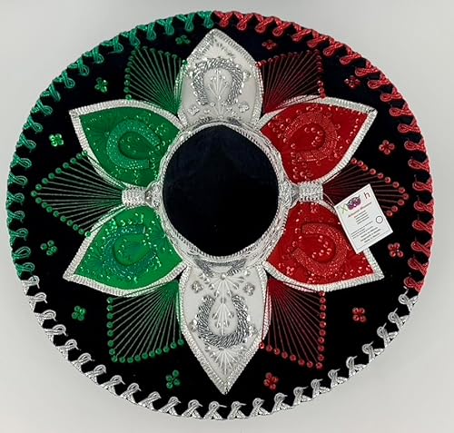 Sombrero Mariachi Hut in schwarz und tricolor Farbkombianation aus Mexiko in L Größe Sombrero Mariachi Hut in schwarz und tricolor Farbkombianation aus Mexiko in L Größe von Generic