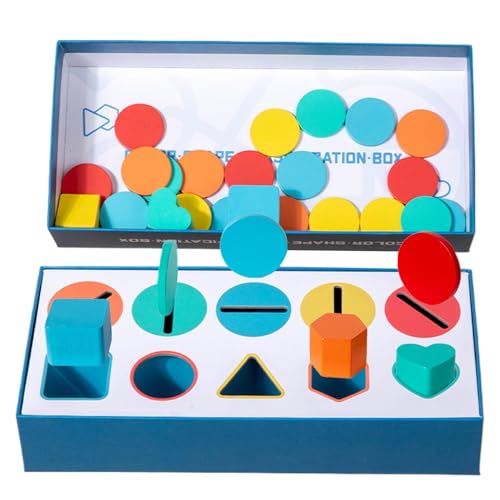 Sortierbox für Formen aus Holz, Sortierbox für Farbformen aus Holz | Sortierte geometrische Blöcke, Feinmotorikspielzeug, Vorschul-Lernaktivitäten für und Mädchen ab von Generic