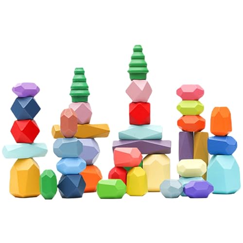 Sortierung der stapelbaren Steine, Ausgleich der stapelbaren Steine | Spielzeug-Set mit 38-teiligen sensorischen Balance-Steinen, bunte polyedrische Blöcke zum Lernen von Generic
