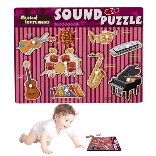 Soundpuzzle für Musikinstrumente, Holzklangpuzzle - Musikinstrumentenpuzzle aus Holz, Musikpuzzle mit Soundeffekt für die Schule, G von Generic