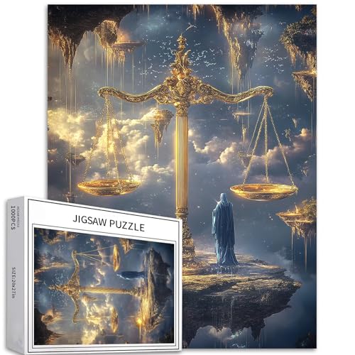 Space Scales of Justice 1000 Teile Puzzle für Erwachsene, Goldene Balance-Skala, Kunst-Puzzle, bunte DIY-Puzzles für Heimdekoration, Geschenke, Familienpuzzle, perfekt für Spielabende, 50,8 x 68,6 cm Space Scales of Justice 1000 Teile Puzzle für Erwachsene, Goldene Balance-Skala, Kunst-Puzzle, bunte DIY-Puzzles für Heimdekoration, Geschenke, Familienpuzzle, perfekt für Spielabende, 50,8 x 68,6 cm von Generic