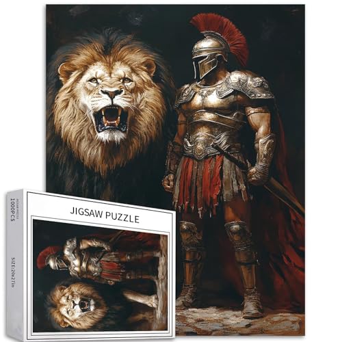 Spartan Warriors Puzzle für Erwachsene, Motiv: Brüllender Löwe, 1000 Teile, bunt, DIY-Puzzle, Heimdekoration, Geschenke, Familienpuzzle, perfekt für Spielabende, 50 x 70 cm von Generic
