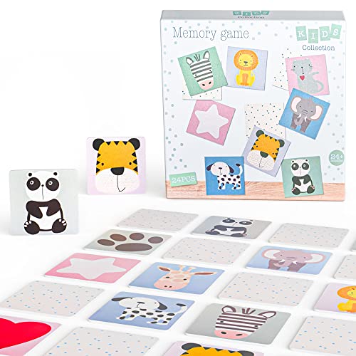 Spesely Memory mit bunten Tiermotiven und Figuren (24 Karten) - Spiele ab 2 Jahre - Memory Tiere - Tier Memory - Fördernde Memories - Memorie ab 2 von Generic