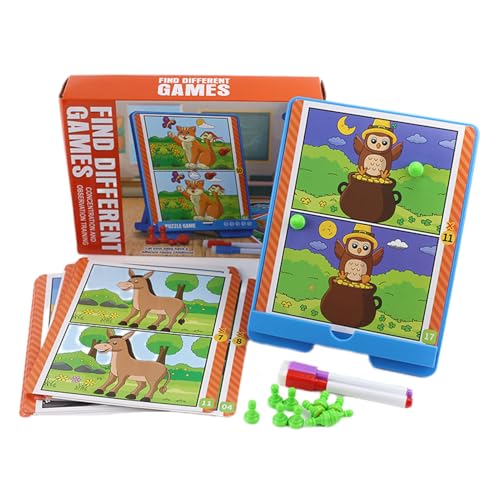 Spiele finden die Unterschiede | Spielerische Aktivitätskarten D Bilder für – Lernspielzeug und lustiges Spielzeug für – entwickelt die Hand-Augen-Koordination – ideal für Haus, Reise und Schule von Generic
