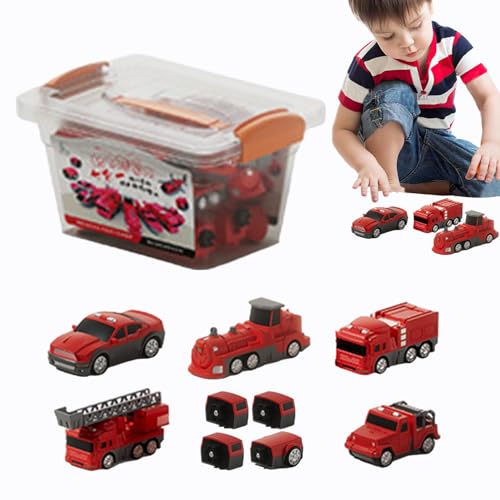 Spielen Sie das Fahrzeugset, verwandeln Sie Fahrzeugspielzeug - Magnetische Spielzeugbaufahrzeuge zusammengebaut - Aufbewahrungsbox inklusive Sammelfiguren, Blöcke für von Generic