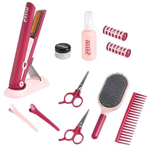 Spielen Sie ein Haarstyling-Set für Mädchen, das wie ein Friseursalon für Mädchen aussieht, 11-teiliges Beauty-Friseur-Set für Kleinkinder, Friseurschere und Zubehör von Generic