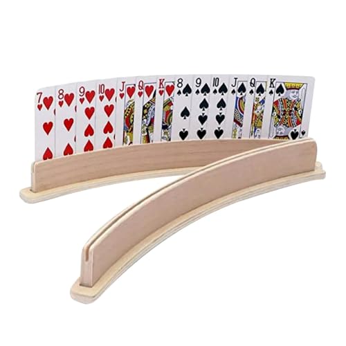 Spielkartenhalter aus Holz, Aufbewahrungsständer für Spielkarten, freihändig aus Holz | 2 Kartenhalter Play Game Zubehör für Canasta, Poker, Pinochle von Generic