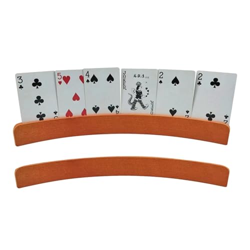 Spielkartenhalter aus Holz - Gebogener freihändiger Kartenständer für Kinder & Erwachsene, Senioren | 2 Stück Holz-Kartenhalter Tablett, praktisches Poker-Zubehör für Canasta, Binokel, Kartenspiele Zu von Generic