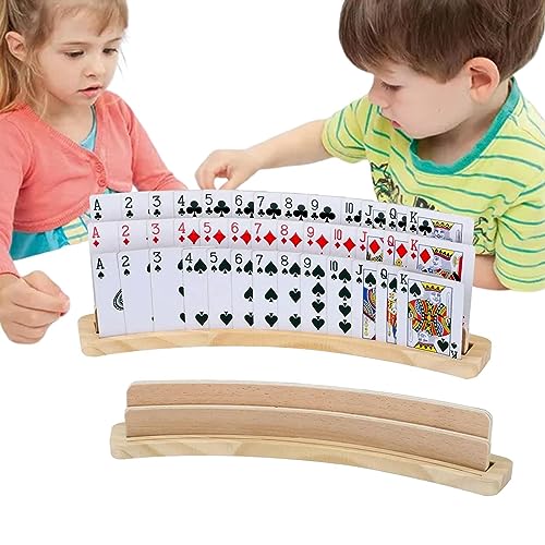 Spielpapierhalter aus Holz, freihändiges Spielbrett aus Holz | Zubehör für 2-teiliges Rack-Tablett für Canasta, Poker, Pinochle Spielpapierhalter aus Holz, freihändiges Spielbrett aus Holz | Zubehör für 2-teiliges Rack-Tablett für Canasta, Poker, Pinochle von Generic