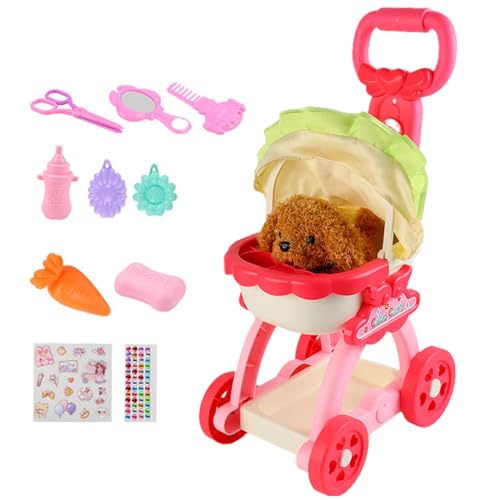 Spielwagen-Set für Kleinkinder, Spielset für Haustiere für Kleinkinder | Hundetransportbox aus Plüsch mit Liederaufzeichnung, interaktives Spiel mit Kinderwagen für Kinder Spielwagen-Set für Kleinkinder, Spielset für Haustiere für Kleinkinder | Hundetransportbox aus Plüsch mit Liederaufzeichnung, interaktives Spiel mit Kinderwagen für Kinder von Generic