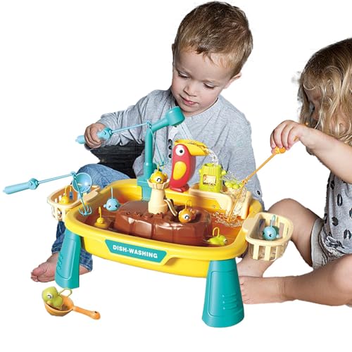 Spielwaschbecken mit fließendem Wasser, Wassertisch für Kleinkinder | Wasserspielbecken-Angeltisch-Set für Kleinkinder - Interaktives Angel-Sensorspiel, Wasserspielzeugzubehör für Jungen und Mädchen von Generic