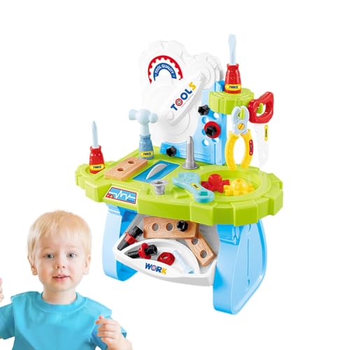 Spielwerkbank, Kinderwerkbank - Bauspielzeug Realistisches Fantasy-Spiel Werkzeugbank - Lernbank Spielspielzeug Sicheres Spielzeugwerkzeug und Zubehör für Kindertag von Generic