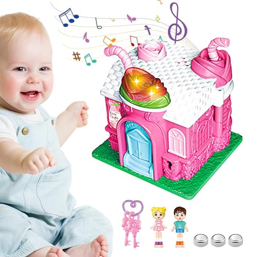 Spielzeug-Schlosshaus, Bauspielzeug für Simulationsspiel mit Lichtern, Möbeln, rosa Spielzeug für Mädchen, Haus, Weihnachtsdekoration, Cade von Generic