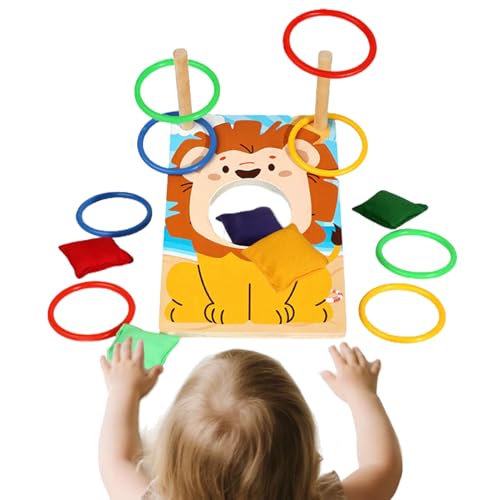 Spielzeug-Set mit Bohnen – Wurfspiel mit weichen Cartoon-Beuteln, interaktives Holzspielzeug mit Bewertung für Gruppenaktivitäten ab 3 Jahren Kinder Erwachsene von Generic
