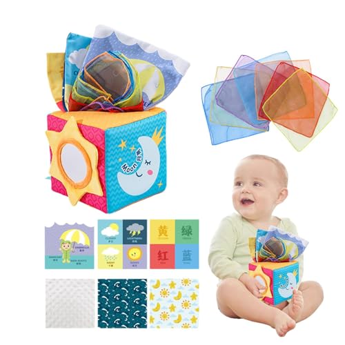 Spielzeug aus Seidenpapier, Taschentuchbox-Spielzeug für | sensorisches Spielzeug mit weichem Kontrast, frühe Entwicklung für Kinder von 0 bis 2 Jahren, Lernspielzeug, App-Werkzeug von Generic