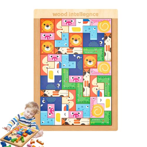 Spielzeug mit Bausteinen, Bauklötzen für Kinder | Stapelspielzeug Holzbausteine für Tiere - Pädagogisches Spielzeug Kreatives Puzzle Spielzeug co Spielzeug von Generic