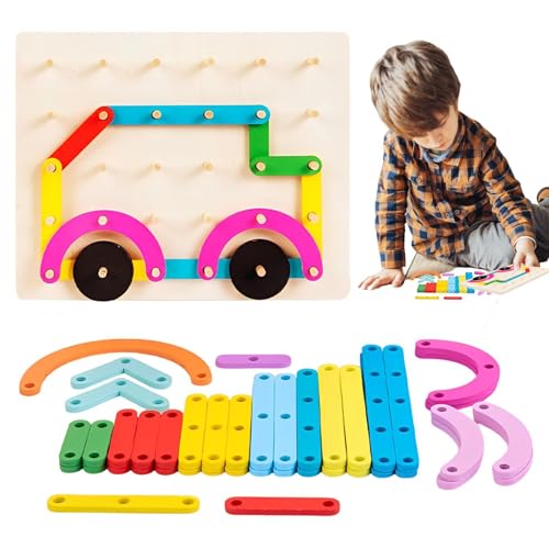 Spielzeug mit Lochtafeln aus , Knöchelpuzzle in Holzform – Puzzle, Lernform, Farbsortierung, Säulenspiel, Set für von Generic