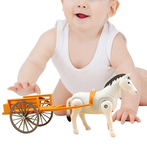 Spielzeug mit Pferden gezogenem Wagen, Spielzeug mit Wanderpferd,Transportmodell Desktop Ornament | Retro Laufendes Retro-Pferdekarmodell für Zuhause, Schule, Kindergarten von Generic
