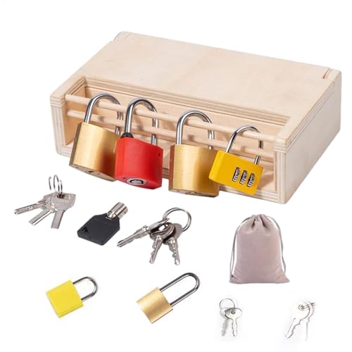 Spielzeug mit Schloss und Schlüssel – Lernmaterialien aus Holz, Entriegelung der Holzkiste | Geschenk für Kinder, Vorschule, Klassenzimmer zu Hause, Lernspielzeug von Generic