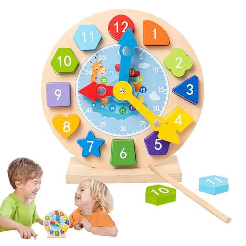 Spielzeug mit Zahlenuhr, Lernspielzeug für den Kindergarten, sichere Lernuhr, Kindergartenspielzeug aus Holz, magnetische Designuhr, Spielzeug für Zuhause und Mater von Generic