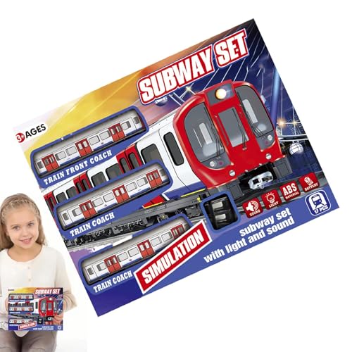 Spielzeugeisenbahn-Set mit Licht – Elektrische Eisenbahn für Kinder – Kleinkinder-Eisenbahn-Set | Retro-U-Bahn-Spielzeug mit Schienen und Sound, Lernspielzeug für und Mädchen von 4 bis 10 Jahre Spielzeugeisenbahn-Set mit Licht – Elektrische Eisenbahn für Kinder – Kleinkinder-Eisenbahn-Set | Retro-U-Bahn-Spielzeug mit Schienen und Sound, Lernspielzeug für und Mädchen von 4 bis 10 Jahre von Generic