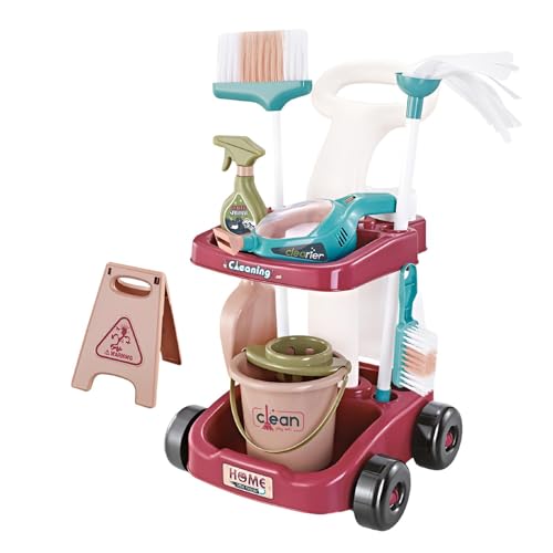 Spielzeugreinigungsset – Reinigungsset für feine Spiele, Miniatur Broom Mop | Realistische Haushaltsreinigungswerkzeuge, fördert die Verantwortung, Rollenspiele, Hausreinigung von Generic
