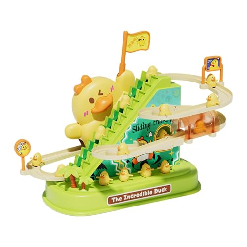 Spielzeugset Rutsche Ente | Cartoon-Rennstrecken-Set, Treppensteiger mit Lichtern und Ton, Cartoon-Rennstrecken-Set mit Kletterente von Generic