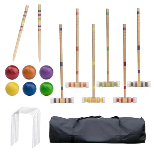 Spikes Ball Set, Ball Game Set,6 Spieler Yard -Spiele für Familien | Wiederverwendbares hölzerne Bowling -Set, Outdoor -Sportset für Männer, Frauen von Generic