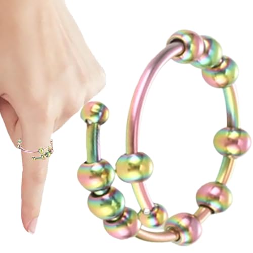 Spinner-Ring-Schmuck, Fidget-Perlenring - Entspannender Fidget-Ring-Schmuck für Damen und Herren,Einfacher Modeschmuck mit Perlen und Flexibler Passform, bequem für Verabredungen und Zusammenkünfte Spinner-Ring-Schmuck, Fidget-Perlenring - Entspannender Fidget-Ring-Schmuck für Damen und Herren,Einfacher Modeschmuck mit Perlen und Flexibler Passform, bequem für Verabredungen und Zusammenkünfte von Generic