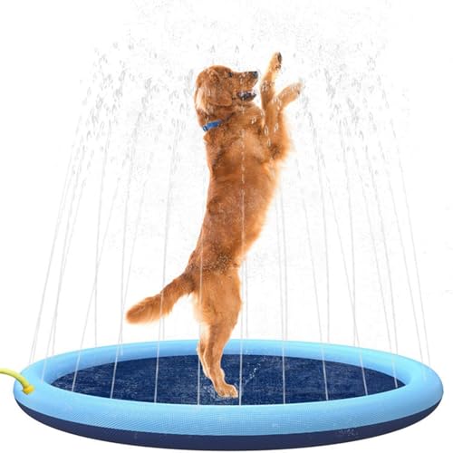 Splash Pad, 170cm Sprinkler Wasser-Spielmatte Splash, Kinder Sprinkler mit Antirutschfunktion, Wasserspielmatte Sommer, Garten, Wasserspielzeug für Babys, Kinder, Hunde und Haustiere (170cm) von Generic