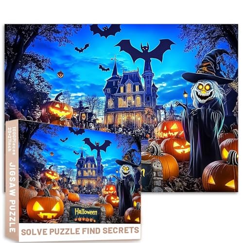 Spooky Pumpkin Patch Spukhaus-Puzzle, 1000 Teile, 68,6 x 50,8 cm, Halloween-Fotorealismus-Puzzle, bunte DIY-Puzzles für Heimdekoration, Geschenke, Familienpuzzle, perfekt für Spieleabende Spooky Pumpkin Patch Spukhaus-Puzzle, 1000 Teile, 68,6 x 50,8 cm, Halloween-Fotorealismus-Puzzle, bunte DIY-Puzzles für Heimdekoration, Geschenke, Familienpuzzle, perfekt für Spieleabende von Generic