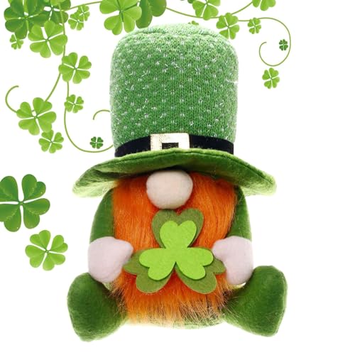 St Patricks Day - St Patricks Plüsch Grüner Kobold gesichtsloser Kleeblatt abgestuftes Tablett Irische Kobold | Sammelfiguren für abgestuftes Tablett, Tischka von Generic
