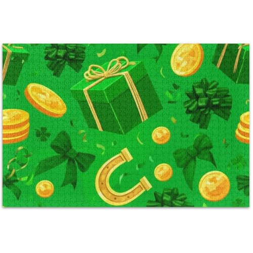 St Patricks Kleeblatt-Puzzle, Grün, Erwachsene, 500 Teile, Heimdekoration, Kunst, individuelles hartes Puzzle, weißer Elefant, Partygeschenke, 500 Teile von Generic
