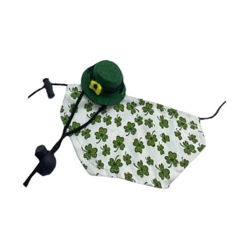St. Patrick's Day Haustierkostüm - Cloak, Hut, Welpe Bandana und Bowler Hut | Irisch -Festival -Cosplay -Kostüm, Kleintieranzug für Echsenhamster Leopard Jecco von Generic