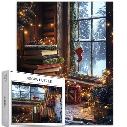 Stapel alter Bücher von The Window, 1000-teiliges Puzzle für Erwachsene, Weihnachtsdekoration, Kunst-Puzzle, herausfordernde Familienaktivitäten, buntes Bastelpuzzle für Heimdekoration, Geschenke, 50 Stapel alter Bücher von The Window, 1000-teiliges Puzzle für Erwachsene, Weihnachtsdekoration, Kunst-Puzzle, herausfordernde Familienaktivitäten, buntes Bastelpuzzle für Heimdekoration, Geschenke, 50 von Generic