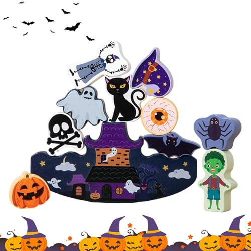 Stapelbare Bausteine, Spielzeug für Weihnachten, Halloween, stapelbar, Balance-Spielzeug, natürliches Holzspielzeug für Zuhause, von Generic