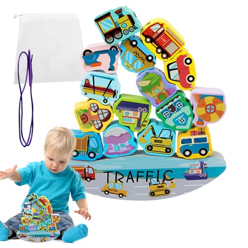 Stapelbare Bausteine Set - Stapelbare Balance-Blöcke - Schnürblöcke - Vorschule Lernspiele - Balancing Lernaktivitäten - Spielzeug für Jungen und Mädchen von Generic