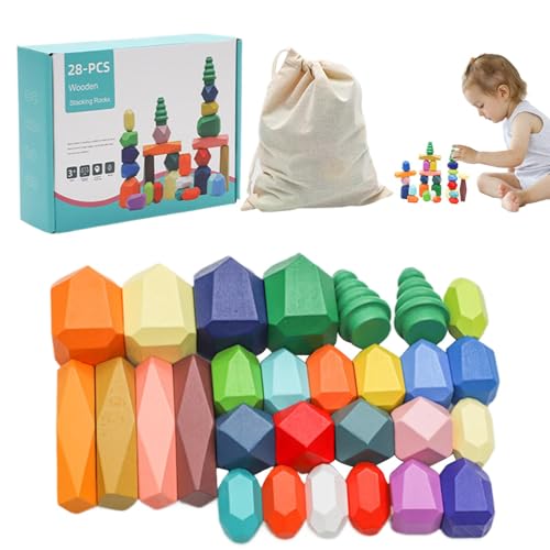 Stapelbare Bausteine für Kinder, Holzsortier-Stapelsteine – Holzsortier-Baustein-Set für Kinder, sensorisches Lernspielzeug Stapelbare Bausteine für Kinder, Holzsortier-Stapelsteine – Holzsortier-Baustein-Set für Kinder, sensorisches Lernspielzeug von Generic
