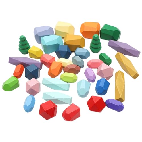 Stapelbare Holzsteine, Sortierung der stapelbaren Steine - 38 Stück stapelbare Polyedrische Steine | Balanced Stapelbare Polyedrische Steine für Geburtstag Gastgeschenke Stapelbare Holzsteine, Sortierung der stapelbaren Steine - 38 Stück stapelbare Polyedrische Steine | Balanced Stapelbare Polyedrische Steine für Geburtstag Gastgeschenke von Generic