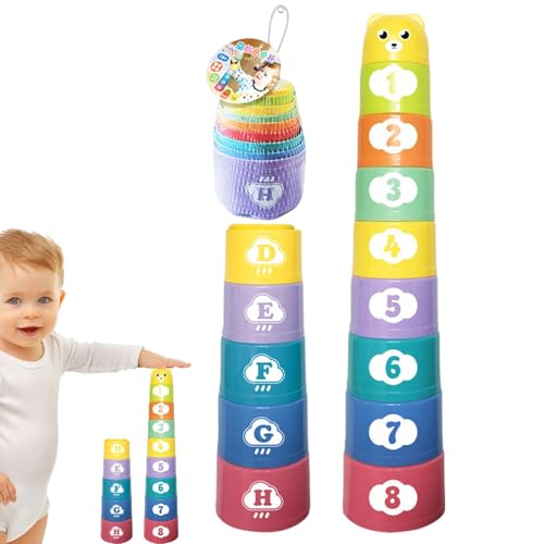 Stapelbares Becher-Set: attraktive digitale stapelbare Becher, Schichtbecher der pädagogischen Wissenschaft | Badespielzeug für Kinder zur Beleuchtung, stapelbares Spielzeug für Kinder ab 6 Monaten von Generic