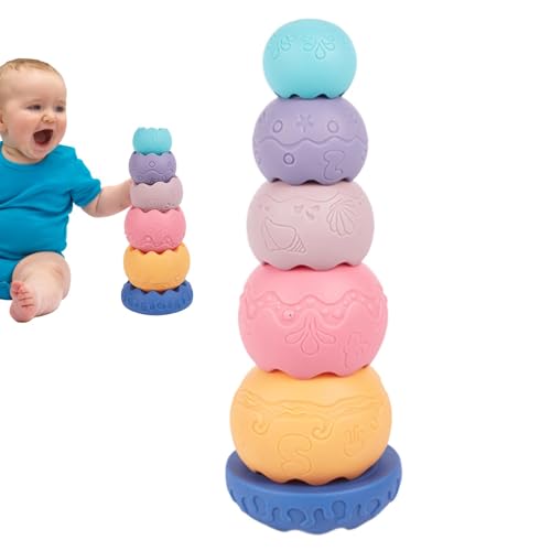Stapelbares Spielzeug für Kinder, stapelbares Turmspielzeug, aus Gummi, stapelbar, sensorisches stapelbares Spielzeug, Vorschulbausteine, Lernspielzeug Stapelbares Spielzeug für Kinder, stapelbares Turmspielzeug, aus Gummi, stapelbar, sensorisches stapelbares Spielzeug, Vorschulbausteine, Lernspielzeug von Generic
