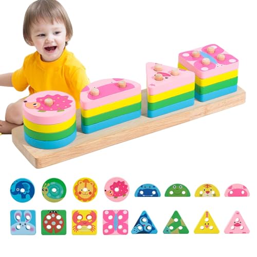 Stapelbares Spielzeug in Form von Formen, Spielzeug für Formenauswahl mit Farberkennung, frühes Lernpuzzle mit geometrischem Tisch, Blöcke mit Tiermotiven Stapelbares Spielzeug in Form von Formen, Spielzeug für Formenauswahl mit Farberkennung, frühes Lernpuzzle mit geometrischem Tisch, Blöcke mit Tiermotiven von Generic