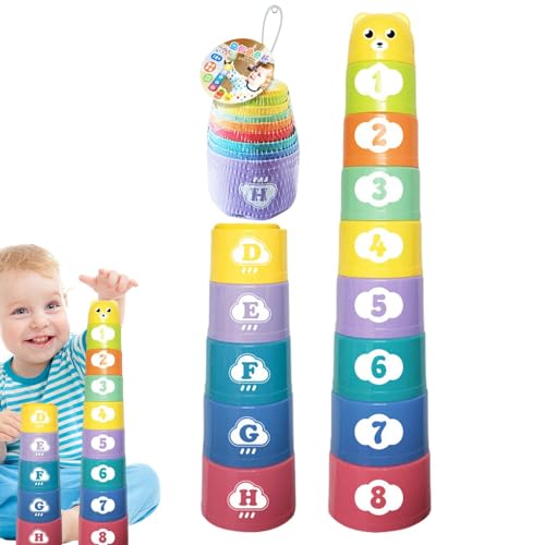 Stapelbares Tassen-Set – pädagogische Satztassen, bunte stapelbare Tassen | Tragbare Stapelbecher mit Zahlen und Buchstaben, Spielzeug für Kleinkinder ab 6 Monaten, Badespielzeug für e Stapelbares Tassen-Set – pädagogische Satztassen, bunte stapelbare Tassen | Tragbare Stapelbecher mit Zahlen und Buchstaben, Spielzeug für Kleinkinder ab 6 Monaten, Badespielzeug für e von Generic