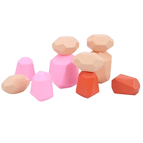 Stapelblöcke, Holzblöcke Stapelfelsen Holzstapelspielzeug Ausbalancieren Steine Kleinkind Stapelspielzeug Stapelspiel Stapelspielzeug für (Kombination Vier) von Generic